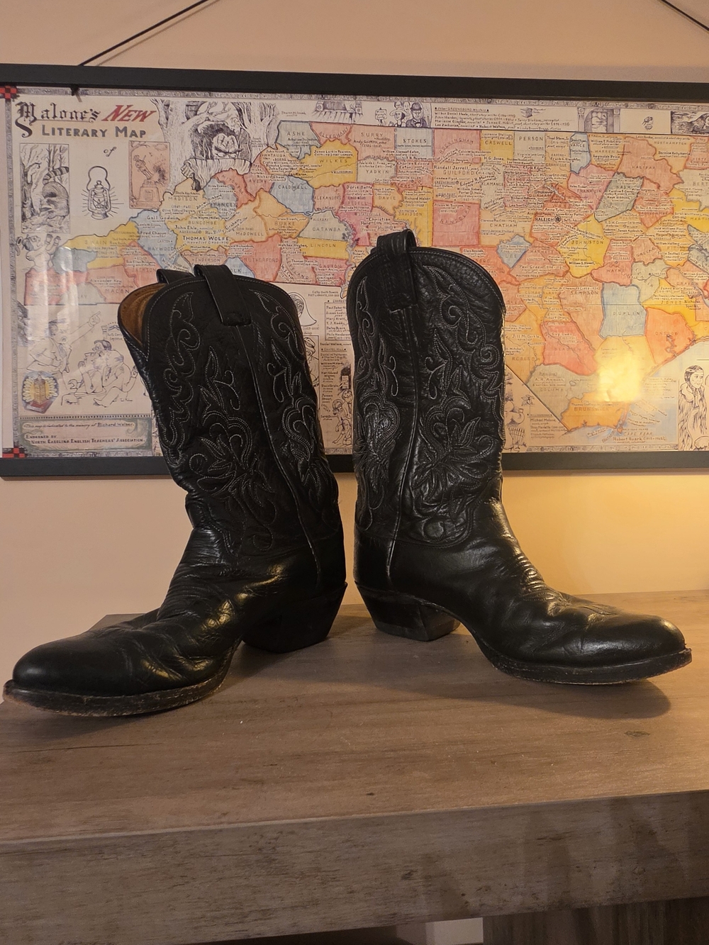 Olathe Boot Co. Black Western Cowboy Boots with Embroidered Shaft